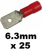 Red male spade crimp - 25,
