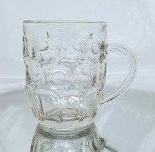Vintage RavenHead Dimpled Thumbprint Clear Glass Pint Mug NEW Made In England