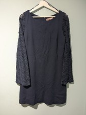 Philosophy Republic Sheath Navy Blue Crochet Long Sleeve Dress, Size M