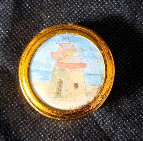 Small brass pill box - brass, ash