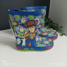 Toy Story Kids Size 9 Wellington Boots Wellies Green Woody Buzz Lightyear Disney