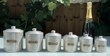 VINTAGE FRENCH ALUMINIUM STORAGE TINS, SET OF SIX ALUMINIUM CANISTERS - 1950s