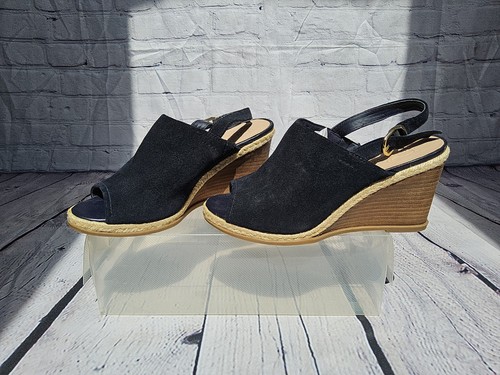 Footglove navy suede wedge - suede,