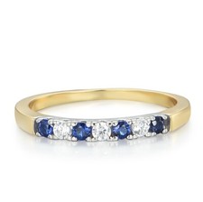 18 Carat Gold Vermeil on 925 Silver 7 Stone Blue & White Sapphire Eternity Ring