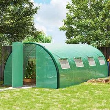 Polytunnel Greenhouse 6x3M Upgraded Structure 2Hinged Doors 8Mesh Screen Windows