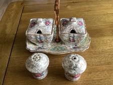 James Kent Condiment Set 1955+ Old Foley Pottery Kendal Pattern VGC 