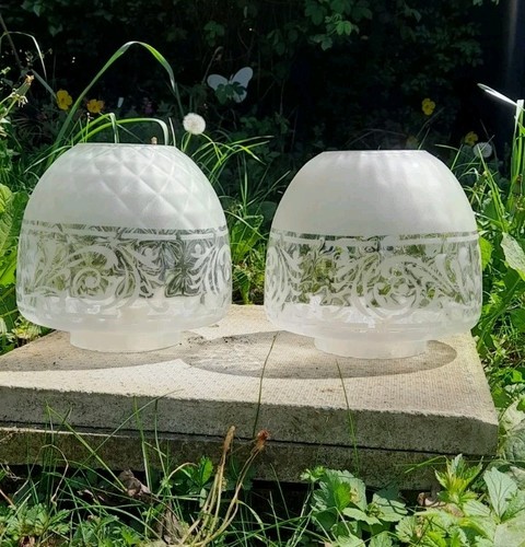 Antique pair sand etched - pair,