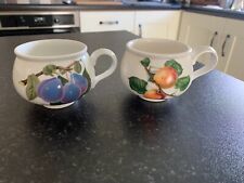 2 VINTAGE PORTMEIRION POMONA COFFEE CUPS APRICOT AND PLUM