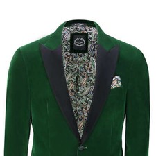 Mens Velvet Tuxedo Dinner Jacket Retro Smoking Coat Formal Tailored Fit Blazer