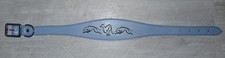 Blue Greyhound/Whippet/Sighthound Leather Dog Collar with Running Hound Design