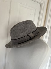 Hush Ladies 100% wool Grey Fedora hat one size vgc