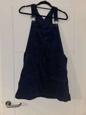 Don’t Think Twice Navy Blue Cord Dungaree Pinafore Dress Size 12