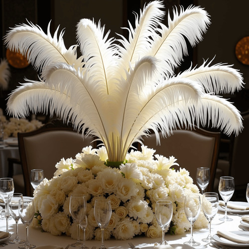 White ostrich feathers - ostrich,