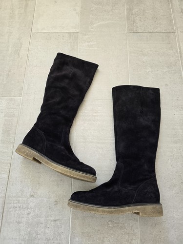 Gabor black suede boots - suede, knee