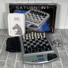 Saturn Mindsport Electronic Chess Set 6-in-1 Brain Games Draughts Gift Idea VGC