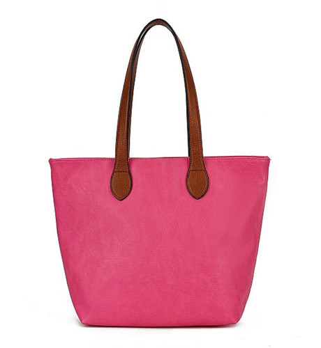 Ladies faux leather tote bag - leather,