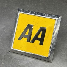 UK CAR BADGE AA Members Square Yellow 3" with Metal Grill Fixing 1967 - Now