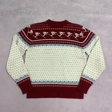 Vintage Knitted Jumper Abstract Ski Patterned Chunky Knit Sweater Men S 36 38