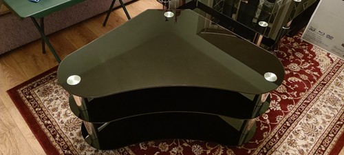 Modern sleek black glass - modern, tv