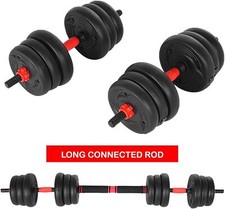 20KG 2-in-1 Dumbbell Barbell Set – Unisex Black/Red Weights + Connector