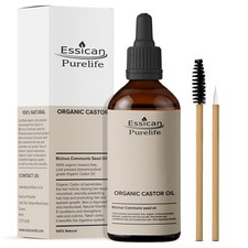 Premium Organic Castor oil 100ml Natural-Glass Bottle, Cold pressed, Hexane Free