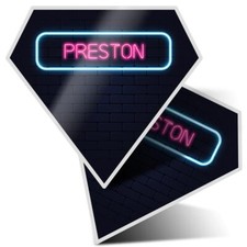 2x Diamond Shape Vinyl Stickers Neon Sign Design Preston City England #350232