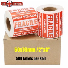 2000 Fragile Stickers Handle with Care Thank You Labels 50 x 76 mm Self Adhesive