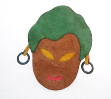 Antique Art Deco Leather Needle Pouch Sewing Stylish Ladies Head Design