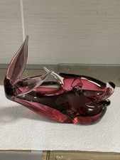Large Murano Sommerso Fish Red And Clear Glass Unsigned 1.49kg 8”l x 7”h Super