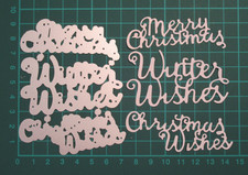 3 Christmas Sentiments Cutting Dies / Winter Wishes, Merry Christmas Die Cutters