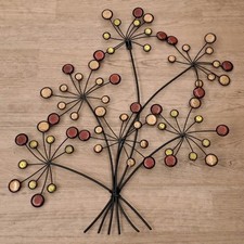 METAL CIRCLE LEAVES TREE BRANCH WALL HANGING ART DECORATION FLORAL SCULPTURE