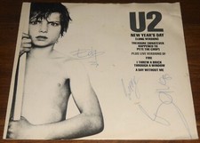 U2 ~ NEW YEARS DAY ~ BONO LARRY THE EDGE HAND SIGNED UK 12" UACC RACC DEALER