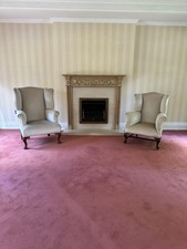 2x Queen Anne Style Wingback Armchairs – Claw & Ball Feet – Excellent Condition
