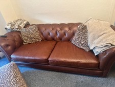 Brown Chesterfield Sofa With Puff