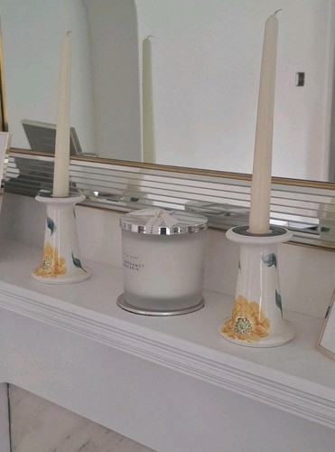 Avoca blue hand painted candle - hand,