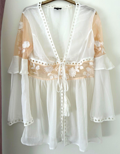 White boho sheer mesh - white,