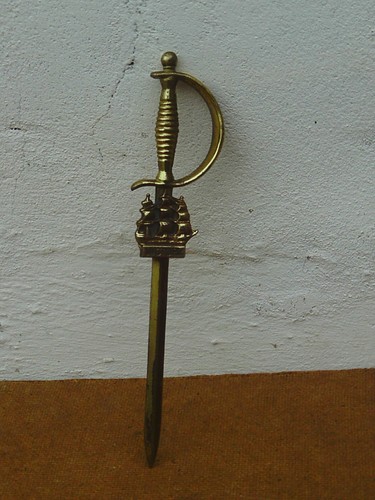 Vintage sword shaped brass - sword,