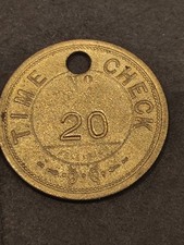 Vintage Colliery Miners Pit Time Check Token - No.20 - Brass - 35mm Diameter