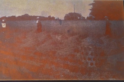 Antique copper photoengraving - copper,