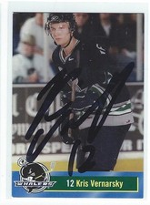 Kris Vernarsky Signed Plymouth Whalers Team Issued Card Boston Bruins