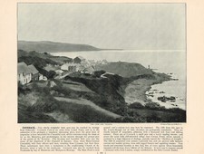 Coverack Cove And Village Cornwall Antique Print Victorian Picture 1895 RTC#264