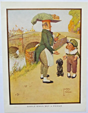 CHILDRENS ART PRINT LAWSON WOOD Simple Simon Pieman Nursery Rhymes VINTAGE