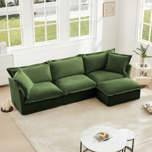 Shaped slipcovered sectional - slipcovered,