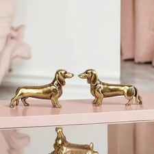 Retro Copper Dachshund Statue