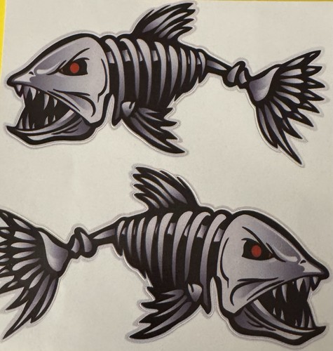 Skeleton fish decal rod - fish,