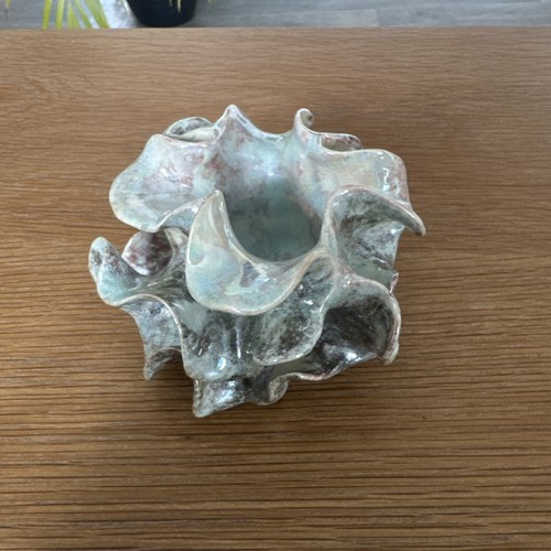 Ceramic swirl ruffle art - ceramic,