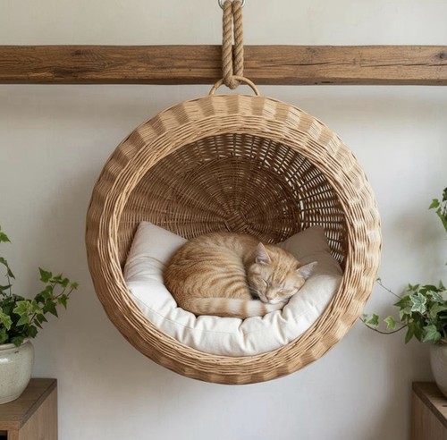 Wicker cat bed - wicker,