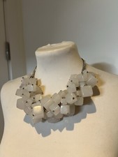H&M Pin Cube Chunky Cluster Modern Art Geo Statement White Necklace - Top Grade