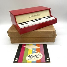 Vintage Boxed Red Wooden Golden Solo Xylophone Piano With Colortone Music Book