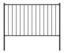 SEVEN vidaXL Fence Panel with Posts Powder-coated Steel 1.7x0.75 m Black